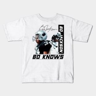 Bo Jackson Bo Knows Signature Vintage Legend Baseball Football Bootleg Rap Graphic Style Kids T-Shirt